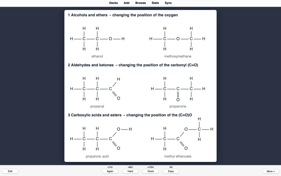 Close-up of the functional group isomer structures.